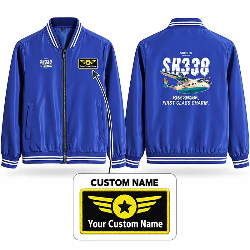 Shorts 330-200 Stylish Jackets - Baseball Collar - Cartoon + Name - Royal Blue