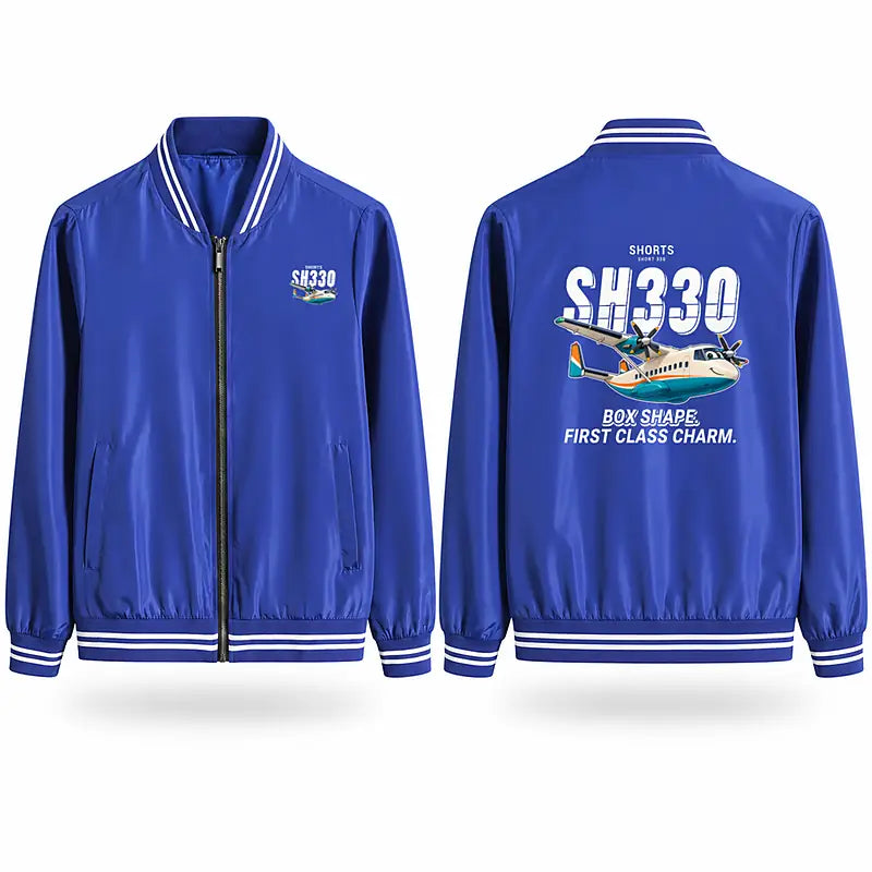 Shorts 330-200 Stylish Jackets - Baseball Collar - Cartoon - Royal Blue