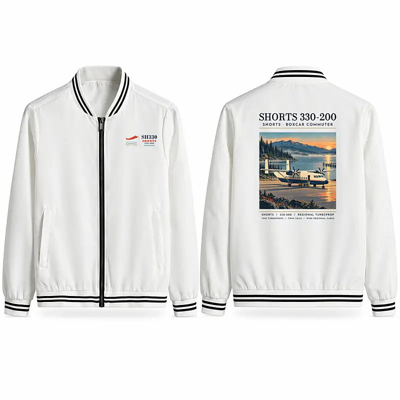 Shorts 330-200 Stylish Jackets - Baseball Collar - Poster - White