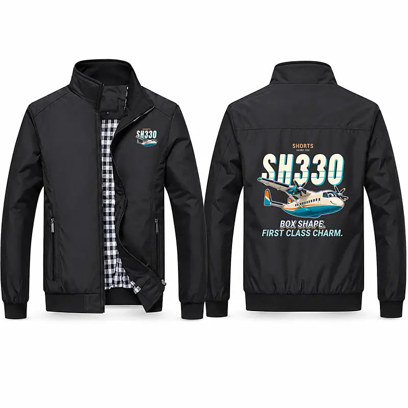 Shorts 330-200 Stylish Jackets - Stand Collar - Cartoon - Black