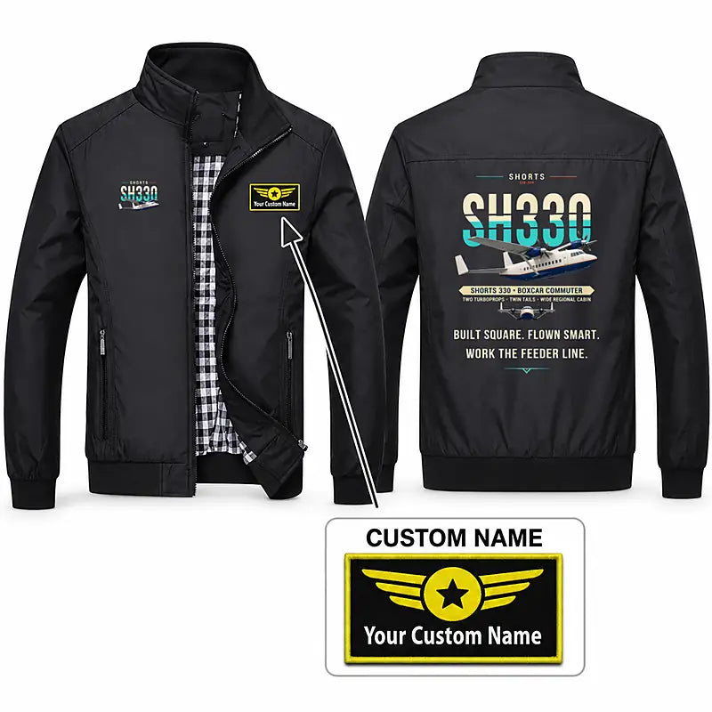 Shorts 330-200 Stylish Jackets - Stand Collar - Original + Name - Black