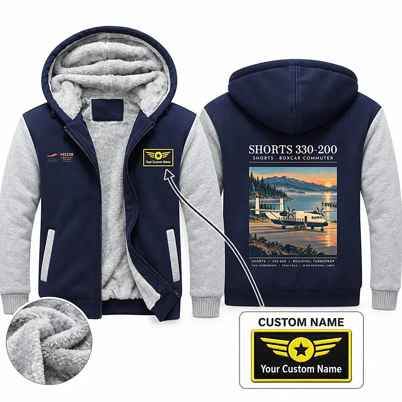 Shorts 330-200 Zipped Sweatshirts - Poster + Name - Navy & Gray