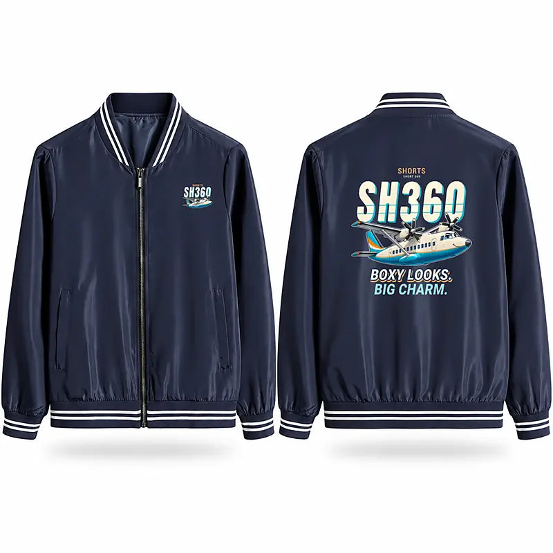 Shorts 360-300 Stylish Jackets - Baseball Collar - Cartoon - Navy Blue