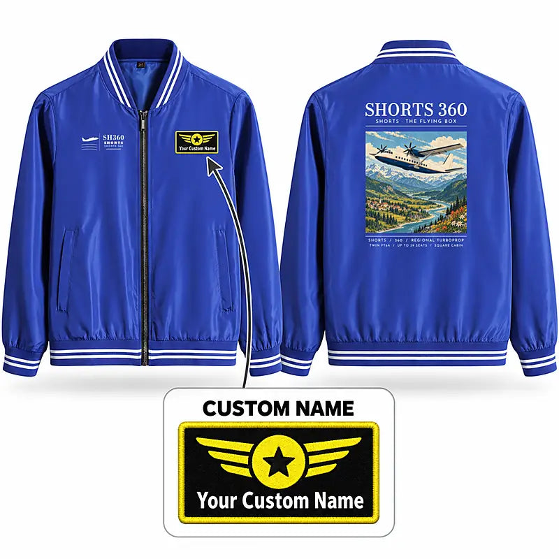 Shorts 360-300 Stylish Jackets - Baseball Collar - Poster + Name - Royal Blue