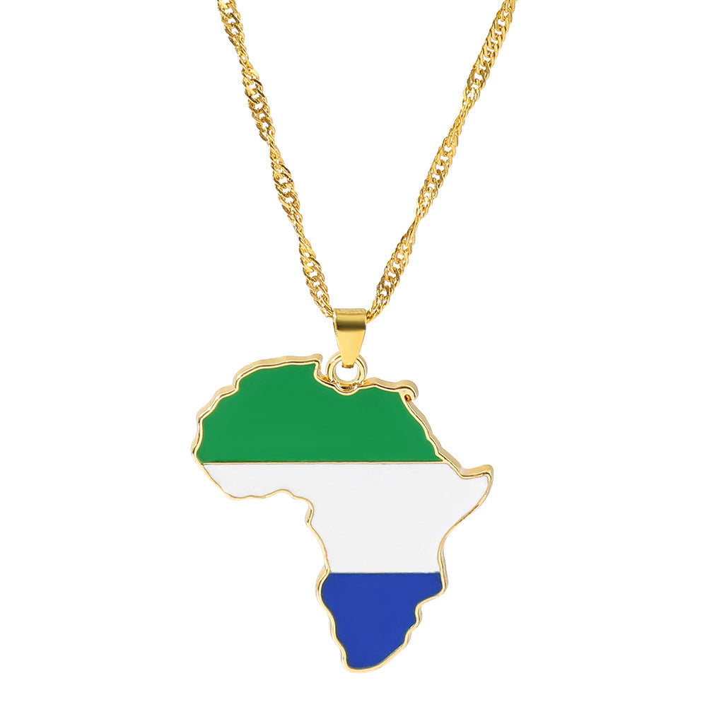 Sierra Leone Map Flag Necklace