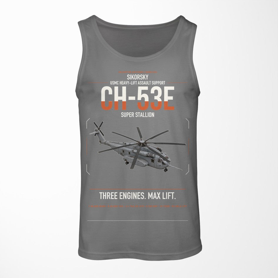 Sikorsky CH-53E Super Stallion design on gray tank top