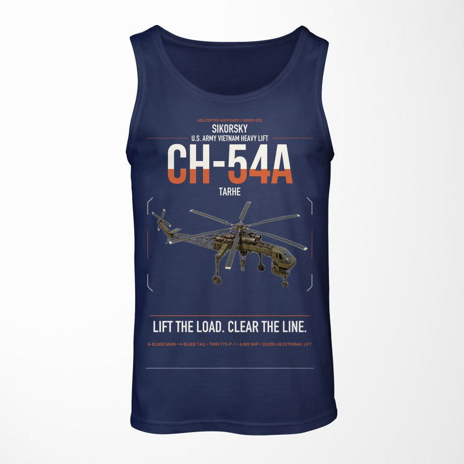 Sikorsky CH-54A Tarhe design on dark blue tank top