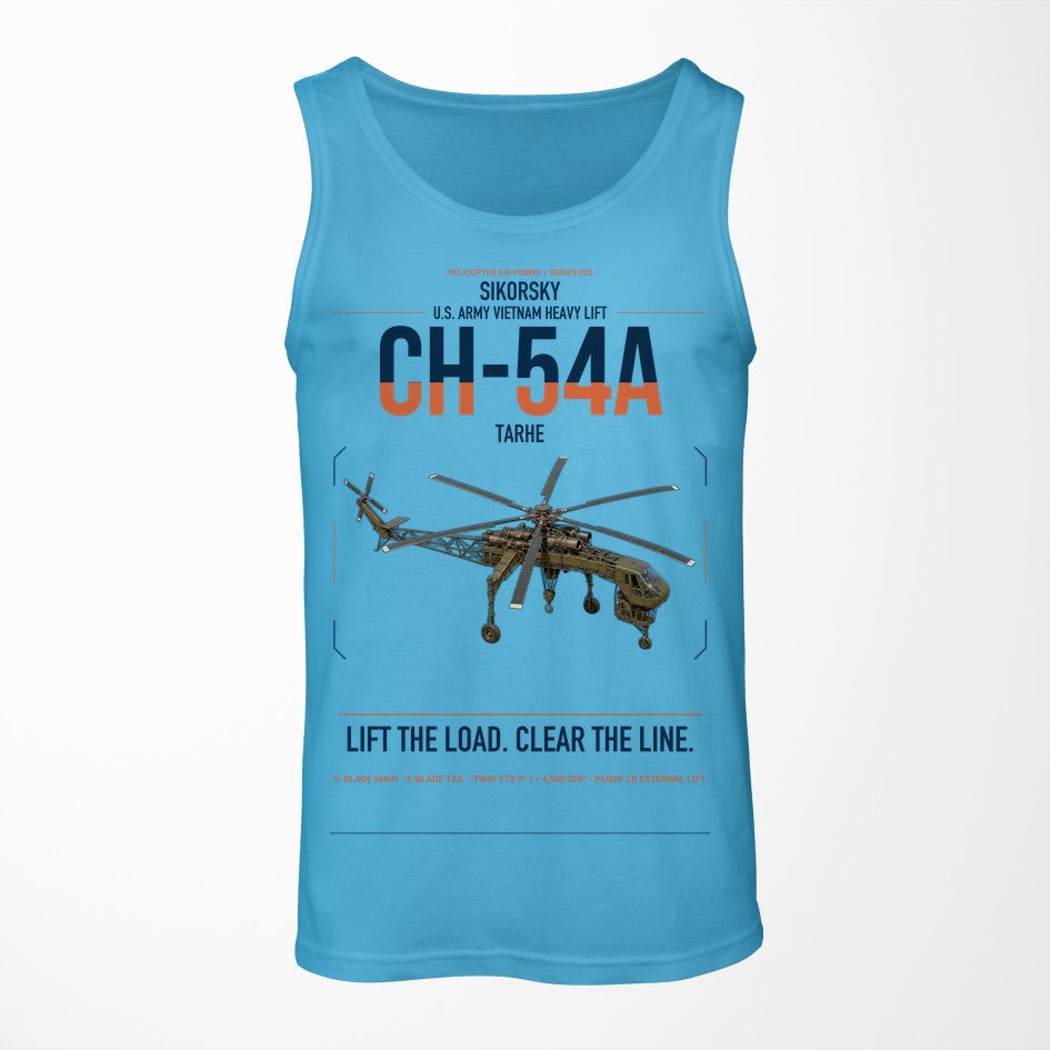 Sikorsky CH-54A Tarhe design on sky blue tank top