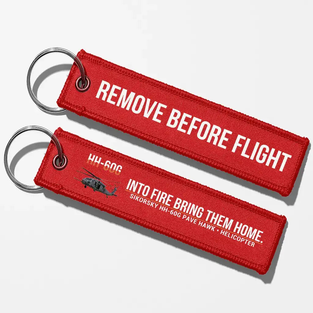 Sikorsky HH-60G Pave Hawk Aviator Key Chains - Red - Remove Before Flight