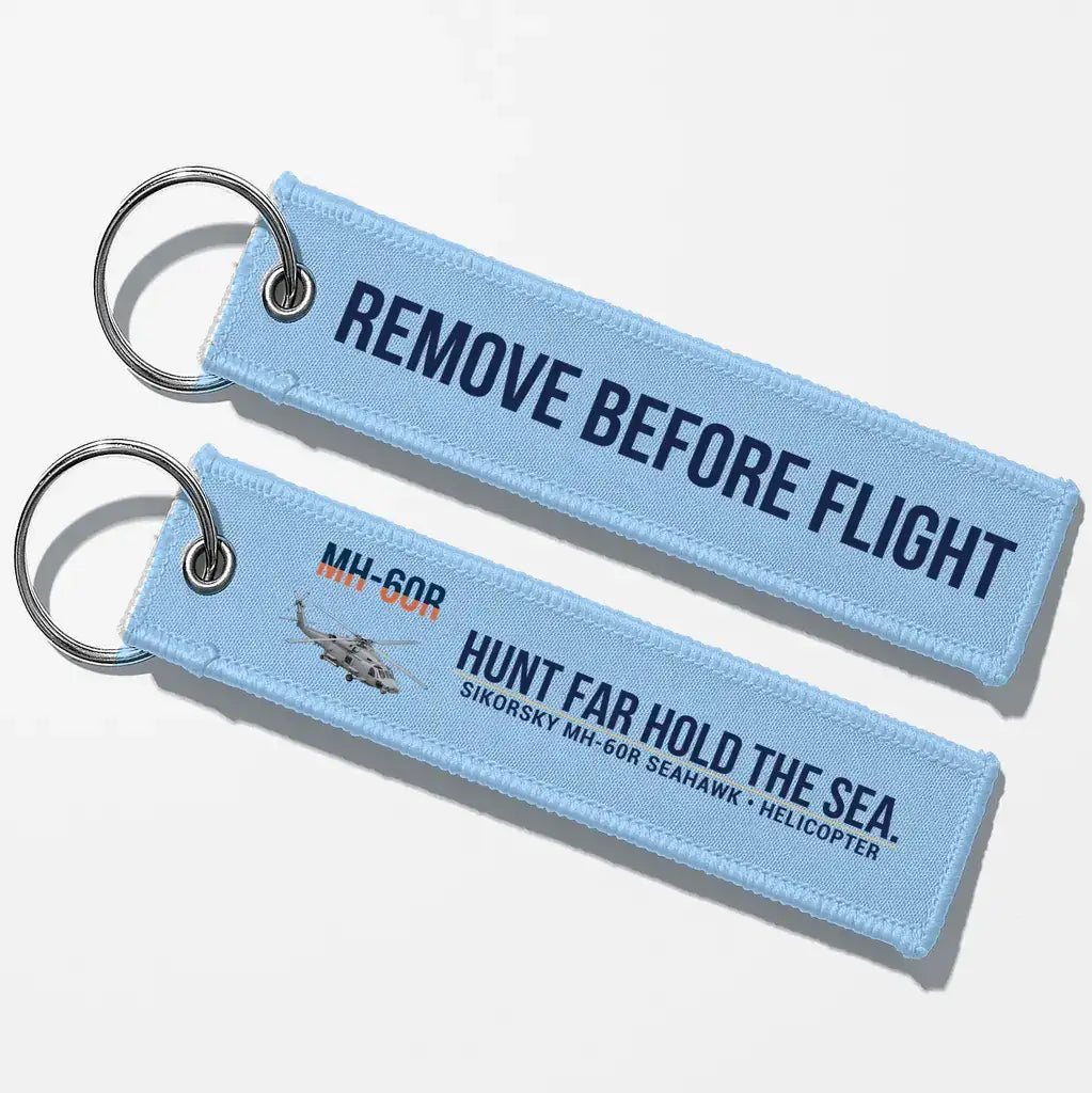 Sikorsky MH-60R Seahawk Aviator Key Chains - Light Blue - Remove Before Flight