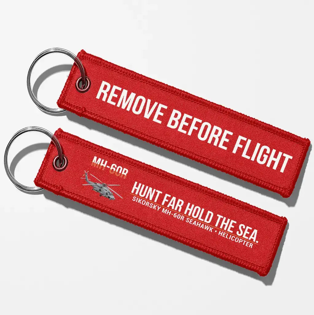 Sikorsky MH-60R Seahawk Aviator Key Chains - Red - Remove Before Flight