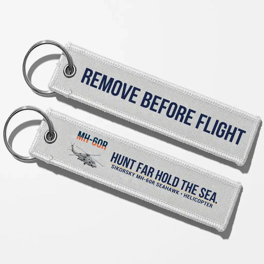 Sikorsky MH-60R Seahawk Aviator Key Chains - White - Remove Before Flight
