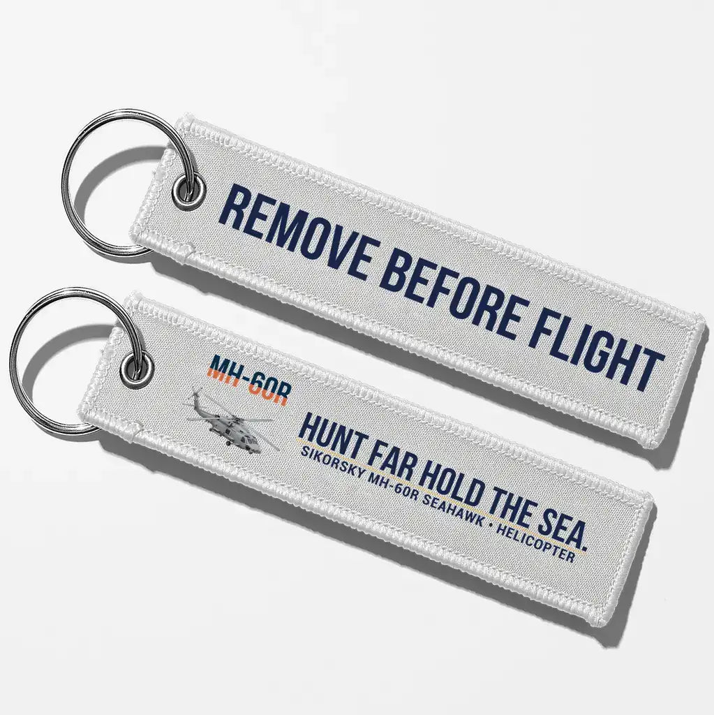 Sikorsky MH-60R Seahawk Aviator Key Chains - White - Remove Before Flight