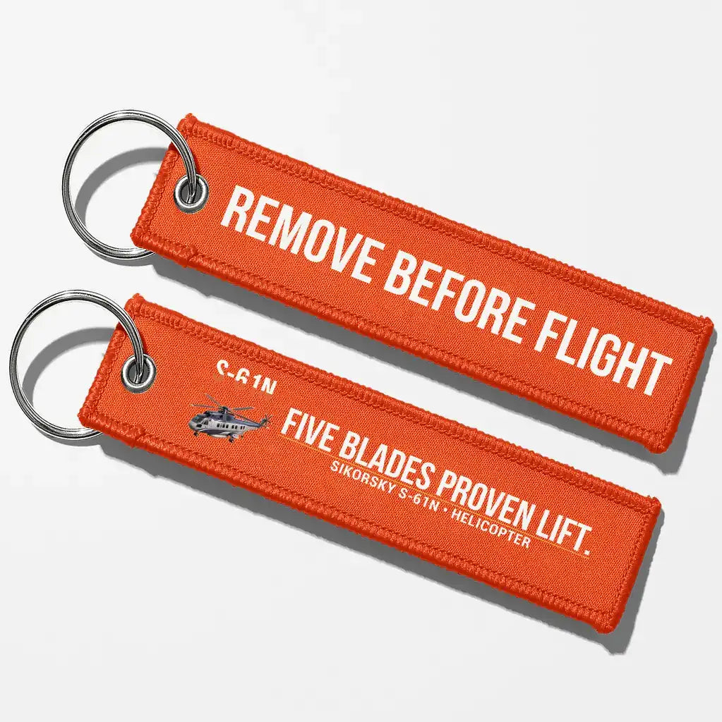 Sikorsky S-61N Aviator Key Chains - Orange - Remove Before Flight