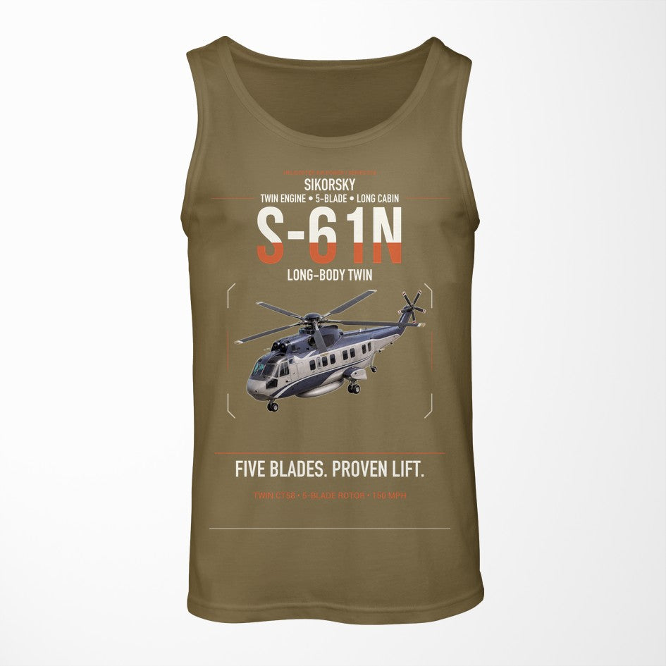 Sikorsky S-61N design on green army tank top