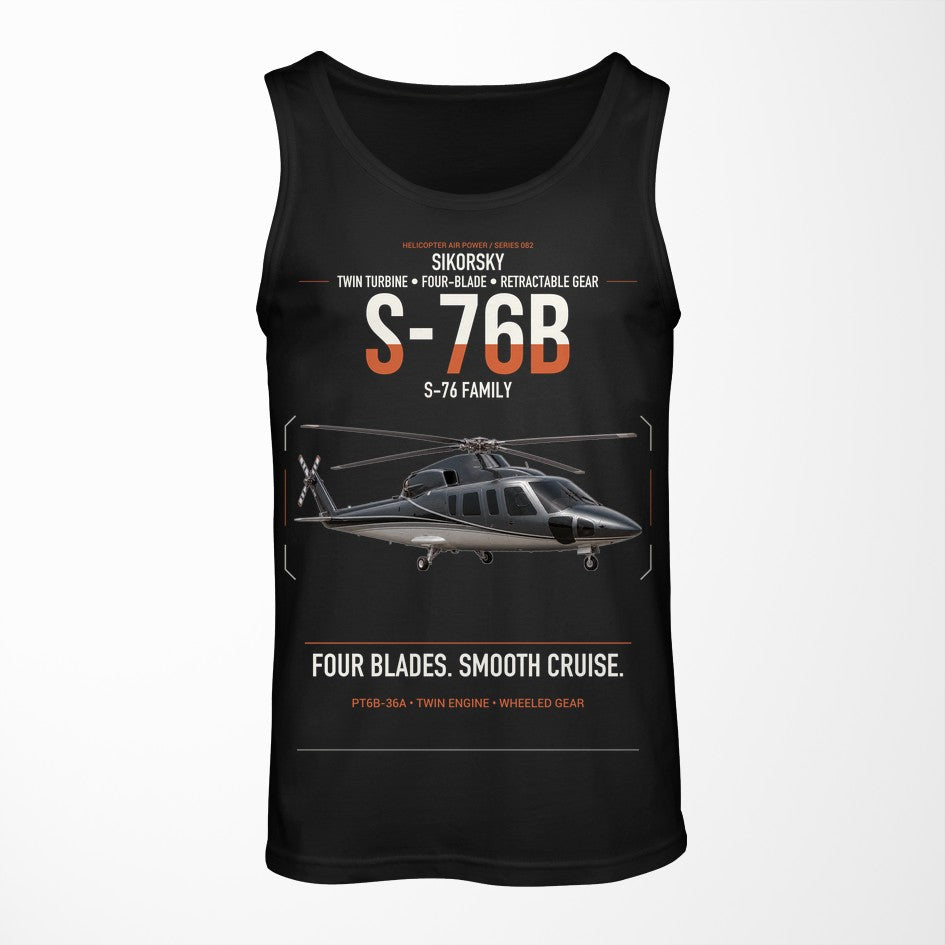 Sikorsky S-76B design on black tank top