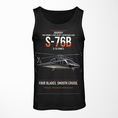 Sikorsky S-76B design on black tank top