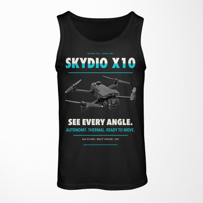 Skydio X10 design on black tank top