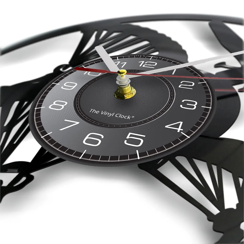 Helicopter Pilot Skydiving Sports Vinyl Record Designed Wall Clocks