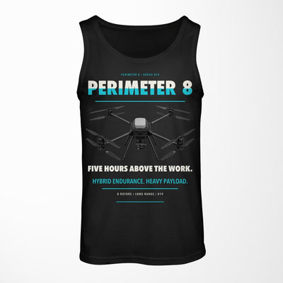 Skyfront Perimeter 8 design on black tank top