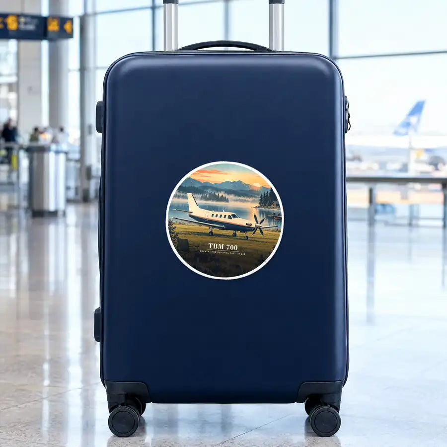 Socata TBM 700 - 3D - Circle Sticker - Suitcase
