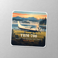 Thumbnail for Socata TBM 700 - 3D + Name - Square Sticker - Close-up
