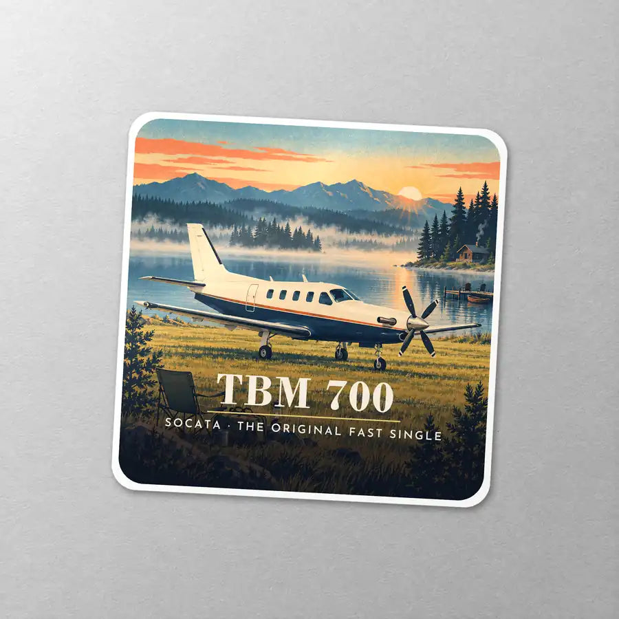 Socata TBM 700 - 3D - Square Sticker - Close-up