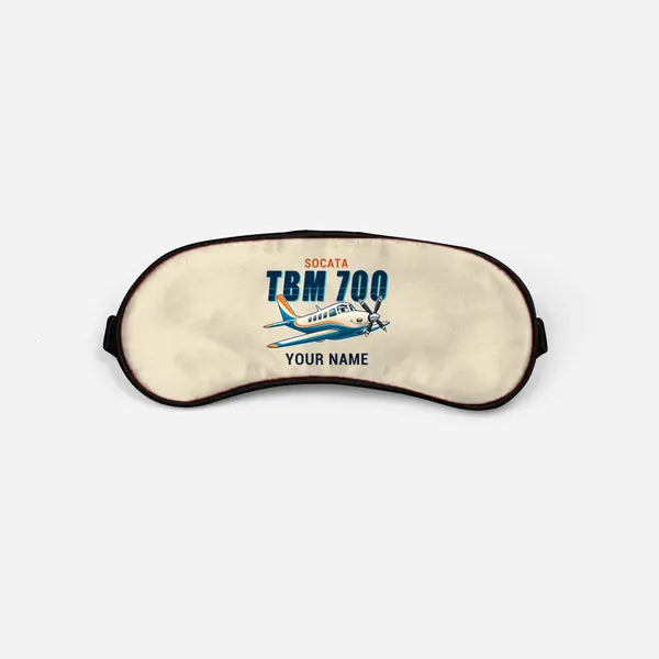 Socata TBM 700 - Cartoon + Name - Sleep Mask - Beige