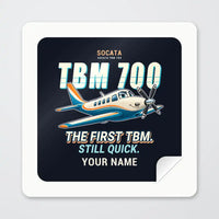 Thumbnail for Socata TBM 700 - Cartoon + Name - Square Sticker - Peel