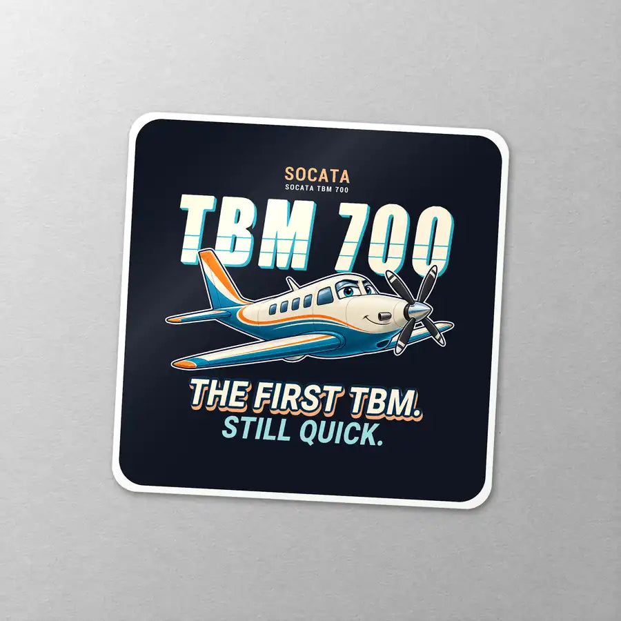 Socata TBM 700 - Cartoon - Square Sticker - Close-up