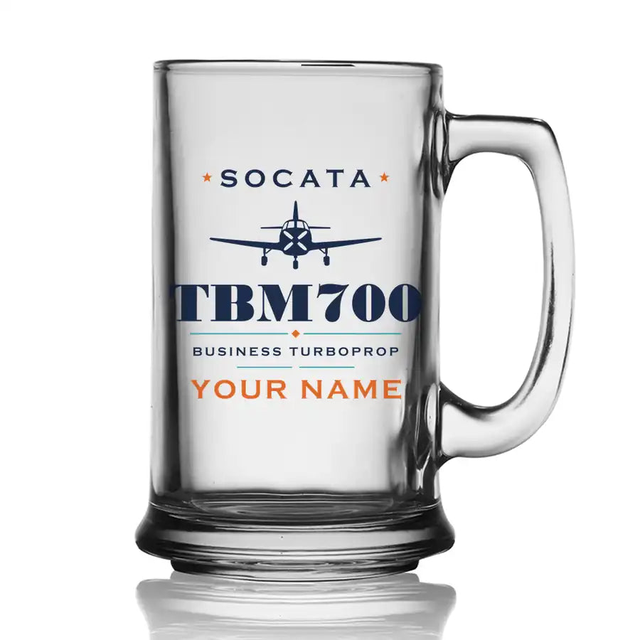 Socata TBM 700 - Heritage + Name - Beer Glass with Holder