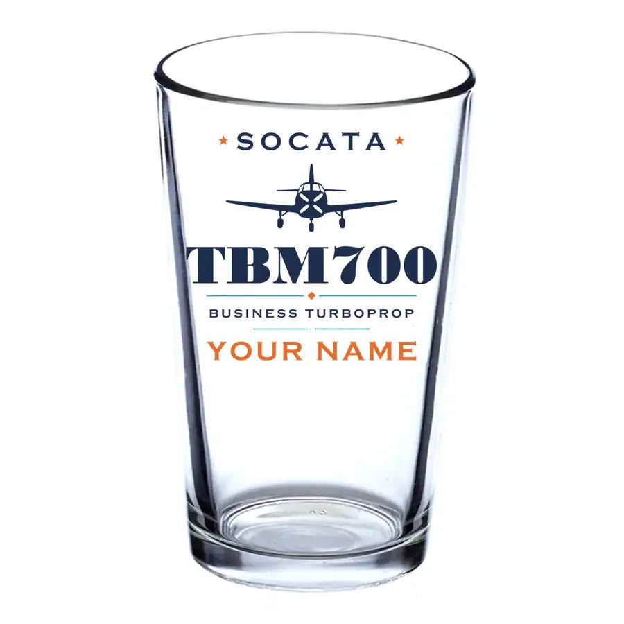 Socata TBM 700 - Heritage + Name - Beer & Water Glass