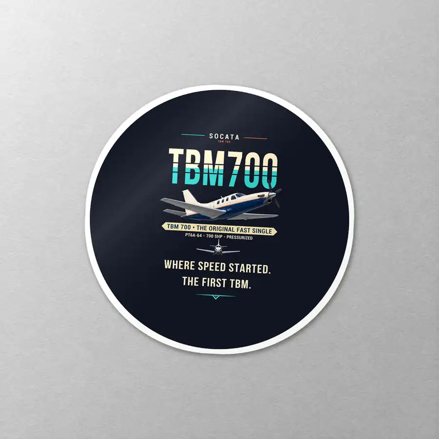 Socata TBM 700 - Original - Circle Sticker - Close-up