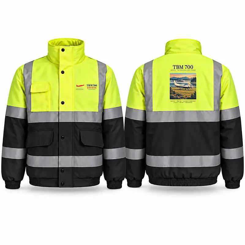 Socata TBM 700 Reflective Winter Jackets - Poster - Fluorescent Yellow & Navy