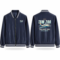 Thumbnail for Socata TBM 700 Stylish Jackets - Baseball Collar - Cartoon - Navy Blue