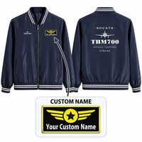Thumbnail for Socata TBM 700 Stylish Jackets - Baseball Collar - Heritage + Name - Navy Blue