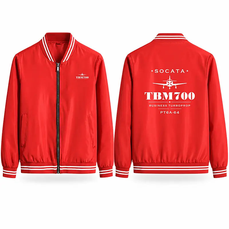 Socata TBM 700 Stylish Jackets - Baseball Collar - Heritage - Red