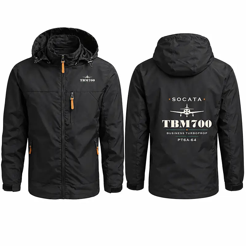 Socata TBM 700 Stylish Jackets - Hooded Windbreaker - Heritage - Black