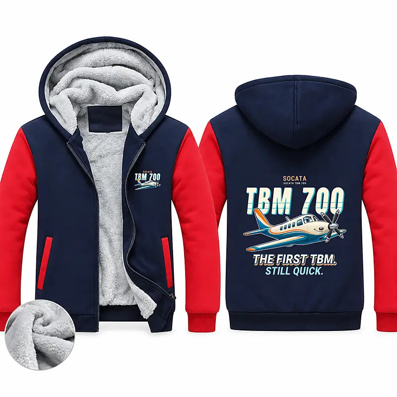 Socata TBM 700 Zipped Sweatshirts - Cartoon - Navy & Red