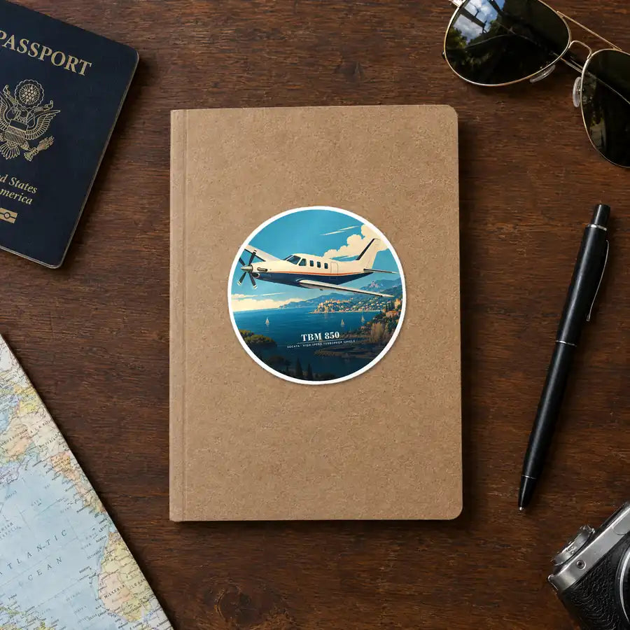 Socata TBM 850 - 3D - Circle Sticker - Notebook