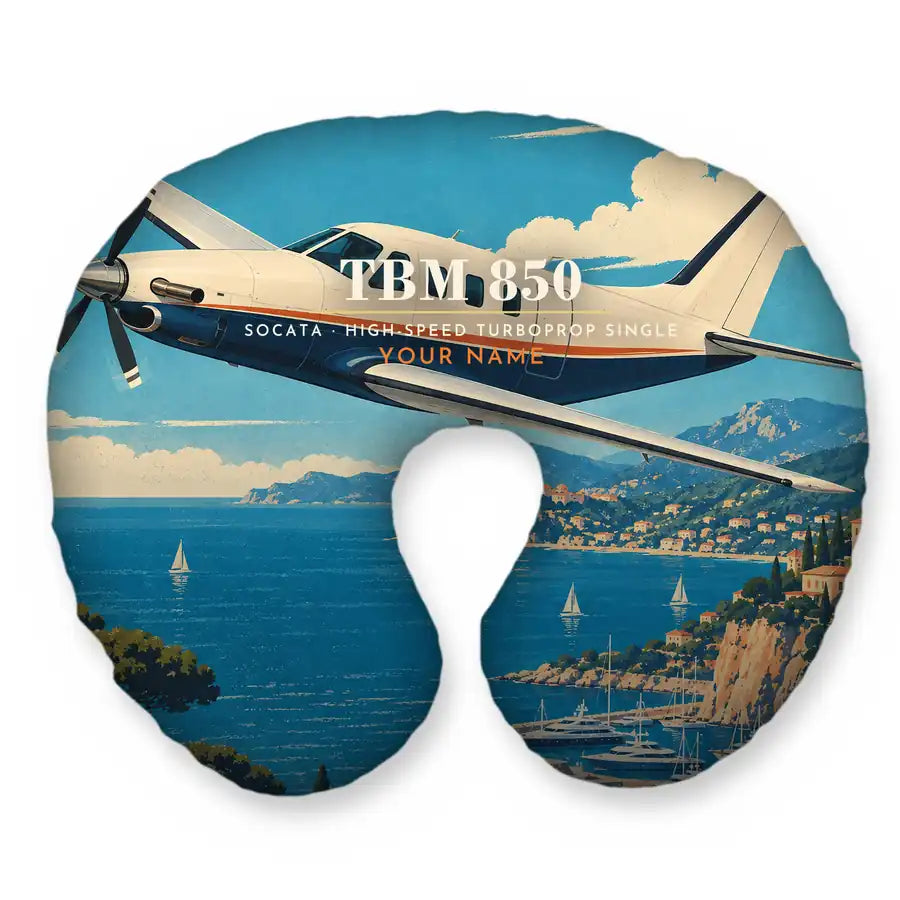 Socata TBM 850 - 3D + Name - Travel Pillow