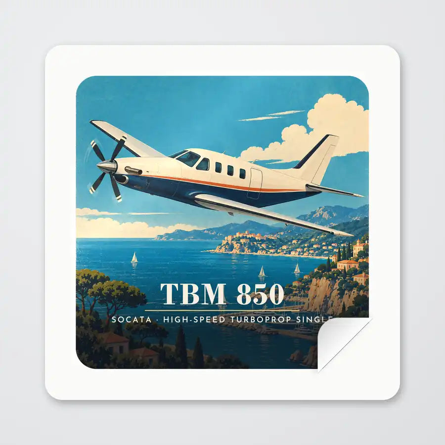 Socata TBM 850 - 3D - Square Sticker - Peel