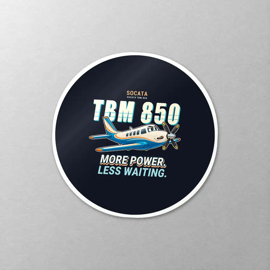Socata TBM 850 - Cartoon - Circle Sticker - Close-up