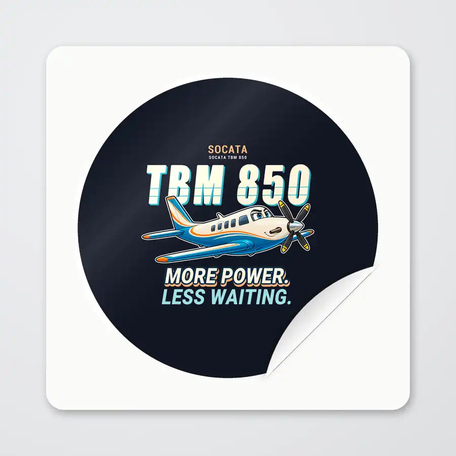 Socata TBM 850 - Cartoon - Circle Sticker - Peel
