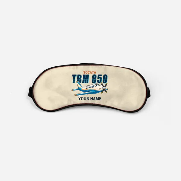 Socata TBM 850 - Cartoon + Name - Sleep Mask - Beige