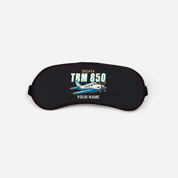 Socata TBM 850 - Cartoon + Name - Sleep Mask - Black