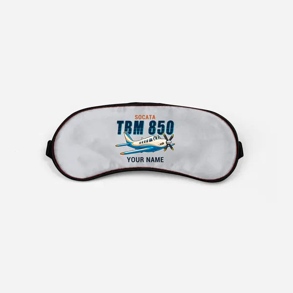 Socata TBM 850 - Cartoon + Name - Sleep Mask - Light Gray