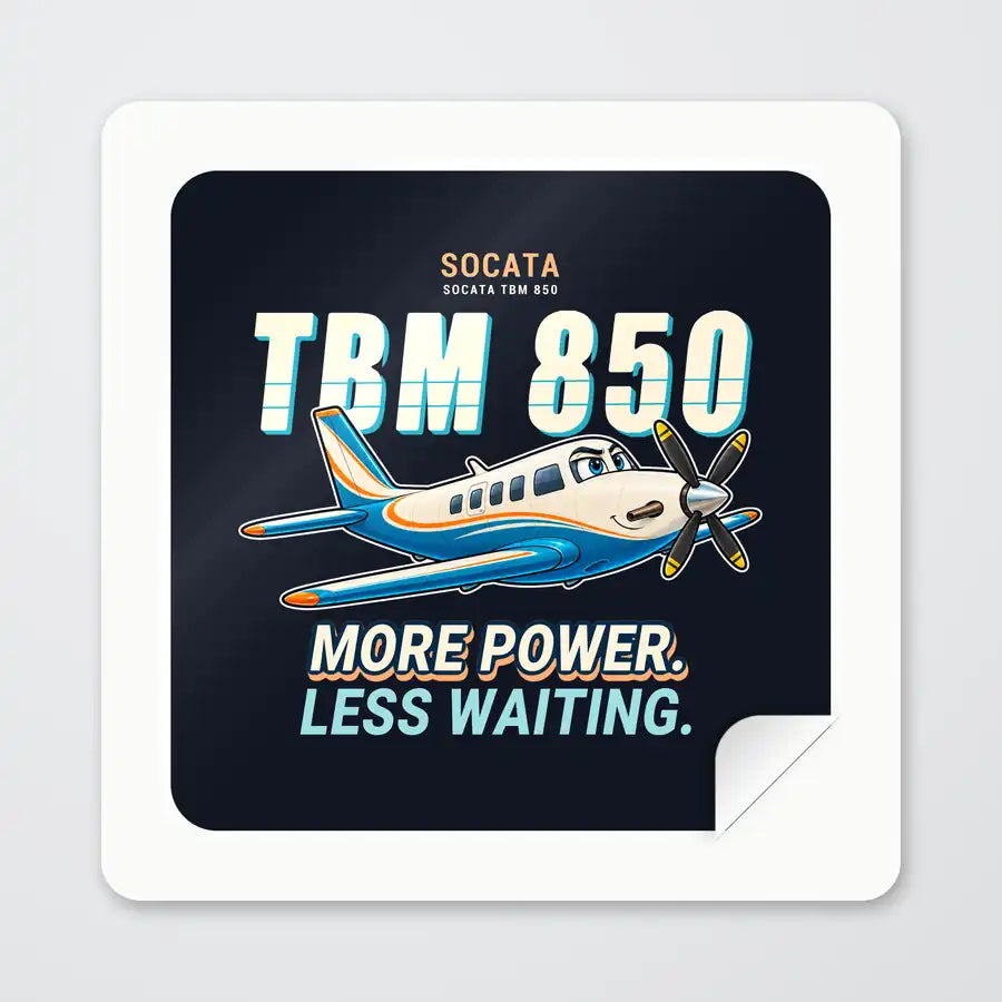 Socata TBM 850 - Cartoon - Square Sticker - Peel