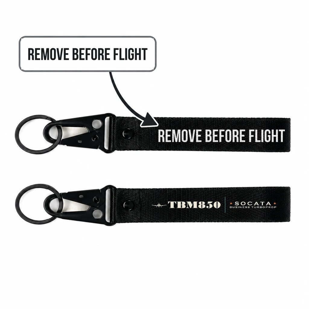 Socata TBM 850 Hawk-Shaped Key Chains - Black - Heritage - Remove Before Flight