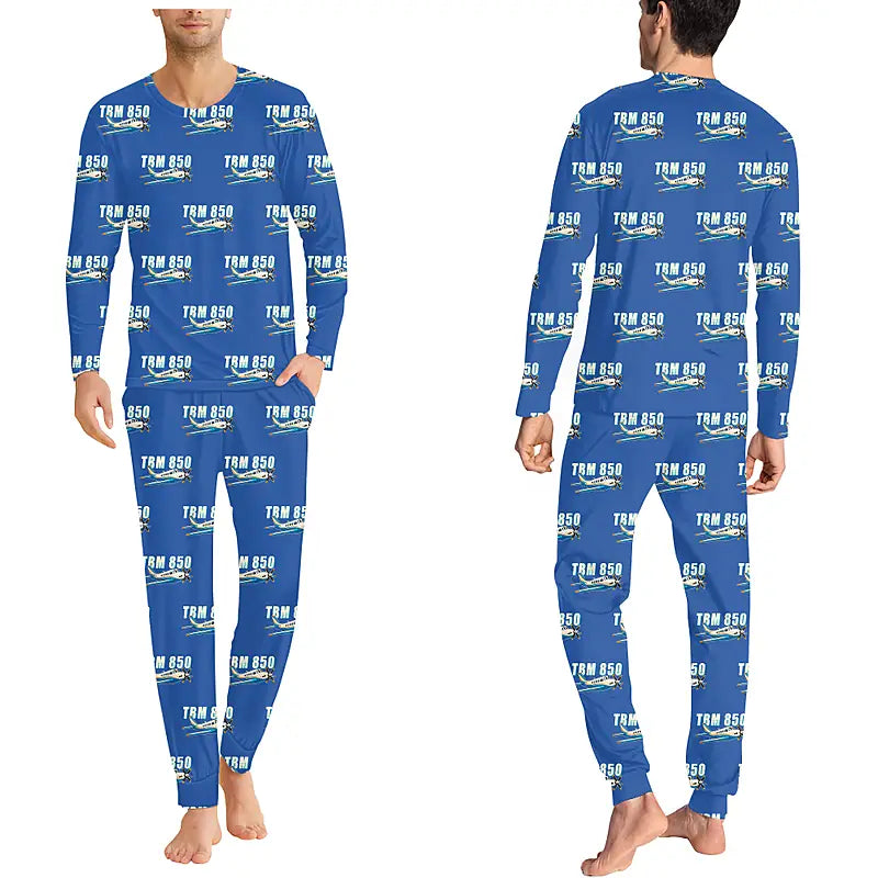 Socata TBM 850 - Men Pajamas - Cartoon Pattern - Blue